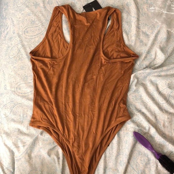 Basic Tan Racer Back Thong Bodysuit - Picture 2 of 3